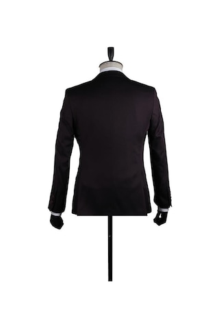 İmza Bordo Desenli Armürlü Mono Yaka Astarlı Yelekli 6 Drop Slim Fit Dar Kesim Smokin Damatlık 1001200937-Bordo