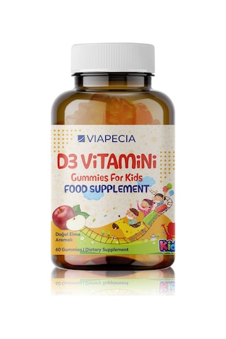 Viapecia Kids D3 Vitaminli Gummies Elma Aromalı 60 Adet