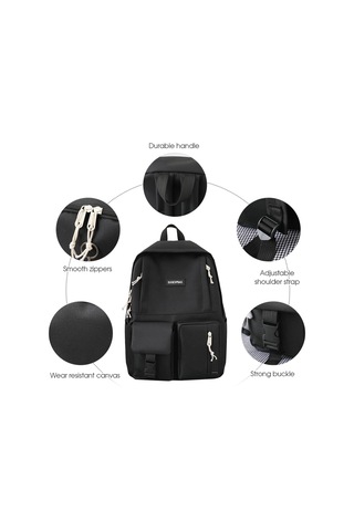 4 Adet Tuval Sırt Çantası Combo Set Crossbody Çanta Mor Mor