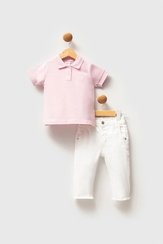 U.S. Polo Assn. Kız Bebek 2li Tshırt Takım - Toz Pembe Toz Pembe
