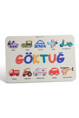 İsimli Bebek Hediyesi Ahşap Montessori Oyuncak Puzzle, Çocuk Odası Dekoru, Doğum Günü Partisi Set 5