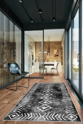 West Home Dijital Baskı Yıkanabilir Kaymaz Taban Salon Halısı Mutfak Halısı Yolluk Ve Banyo Paspası Wh 375 Black