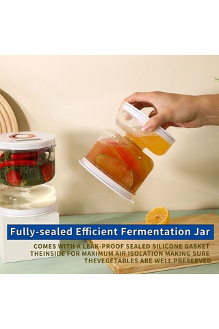 Fosenze Plastik 800ml Gömlek Salatası Kavanozu, Islak-kuru Ayrımı, Forklu, Görünür Kapatma, Mutfak Taze Gıda Saklama Kabı, Beyaz Beyaz