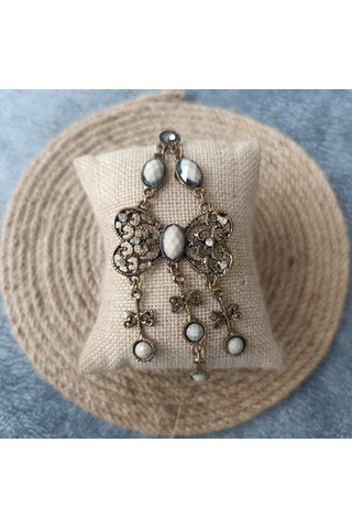 Küpe Otantik Kelebek Eskitme Swaroski Taşlı Vintage Sallantılı Küpe Kadın Takı Hediye Çok Renkli