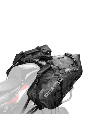 Rhinowalk Rackless 28l Motosiklet Yan Çanta Seti 14l + 14l - Yan Çanta Demiri Gerektirmez - %100 Su Geçirmez Siyah