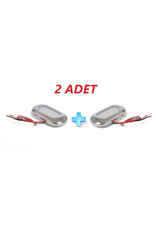 2'li Tekne Merdiven Lambası. 12v. Krom Çerçeve. Mavi. Aydınlatma Mavi