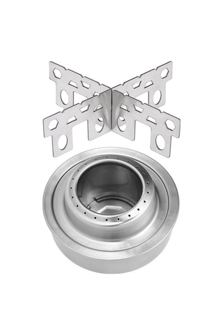 Pazly Ve Taşınabilir Stand Seti Raf Ocak Mini Kombinasyon Gümüş Çapraz Ayaklı Alkol Alan Açık Dn Gümüş