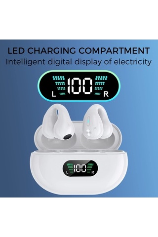 Novahub Bluetooth 5.3 Kemik İletimli Kulaklık - Bisiklet, Koşu Spor Kulaklığı, Hafif Ve Konforlu, Beyaz