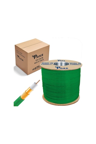 Anten Kablosu Rg6/u4 1.02 80tel Yeşil 500mt Poke Pk-1050