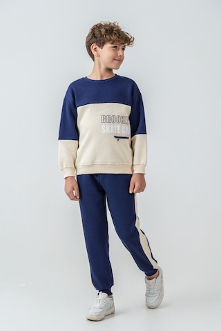 Erkek Çocuk Brooklyn Skat Clup Baskılı 3 İplik Kalın Kışlık Eşofman Takımı Ak4228 Lacivert