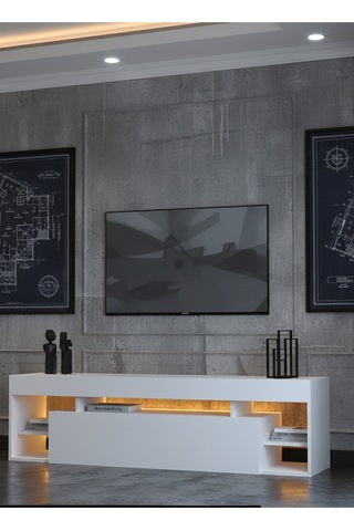 Resital Ledli Tv Ünitesi L1502-1 Beyaz Beyaz