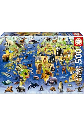 Educa 500 Parça Yüz Tehlike Altındaki Hayvan Türü Puzzle - 19908 - One Hundred Endangered Species