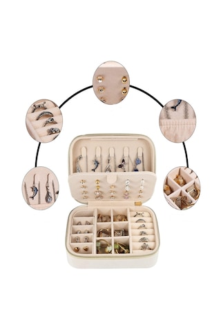 Mdl1-kadife Beyaz Takı Kutusu Yeni Tasarım Fermuarlı Düzenleyi