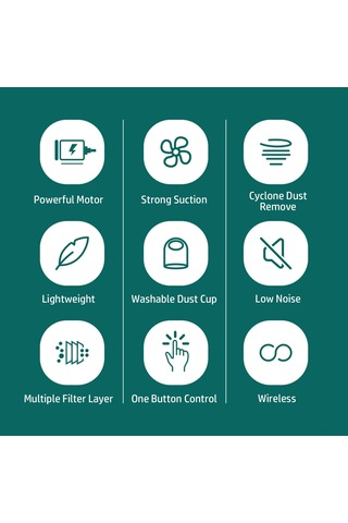 Symbee 350w Kablosuz El Tipi Yatak Toz Akarı Temizleyici, 2 Hız Ayarlı, Şarj Edilebilir, Yeşil Renk Yeşil