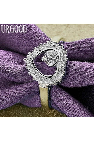 925 Ayar Gümüş Romantik Aaa Zirkon Kalp Yüzük Hediye Moda Düğün Takı 10
