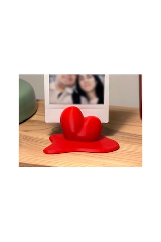 Erimiş Kalp Figürlü 3d Baskılı Polaroid Fotoğraf Standı - Romantik Fikri Kırmızı 2 adet
