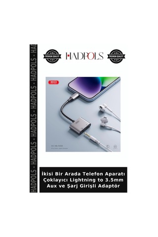 İkisi Bir Arada Telefon Aparatı Çoklayıcı Lightning To 3.5mm Aux Ve Şarj Girişli Adaptör