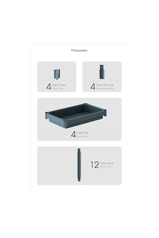 Mithra Life 4 Katlı Hazneli Plastik Gri Banyo Mutfak Balkon Düzenleyici Rafı Mıt1193 Açık Ahşap