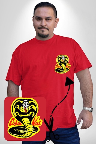 Angemiel Cobra Kai Karete Çocuk Yılan Logo Dizi Kırmızı Büyük Beden Kadın Basic Minimal Baskılı Tişört Kırmızı