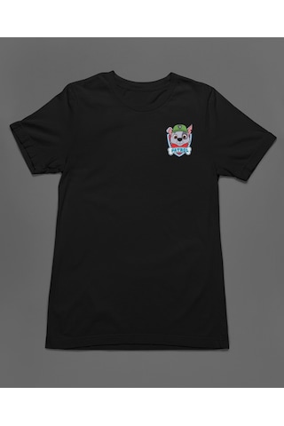 Bumeta Doğa Dostu Kahraman Rocky Paw Patrol Unisex Tişört T-shirt Siyah