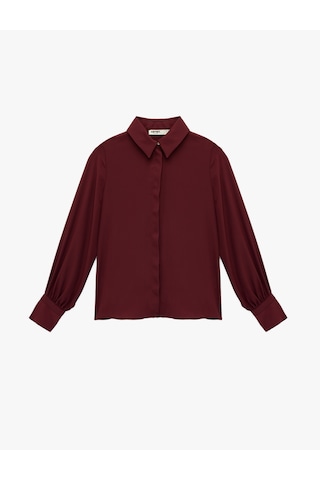 Koton Regular Fit Klasik Yaka Düğmeli Uzun Kollu Gömlek Bordo 6sak60235uw Bordo