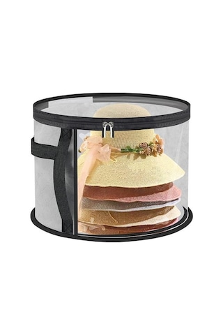 Saplı Fermuarlı Büyük Boy Şeffaf Şapka Saklama Çantası Şeffaf Tasarım Katlanabilir Kovboy Şapka Düzenleyici Geniş Kenarlı Şapka Kılıfı Gri