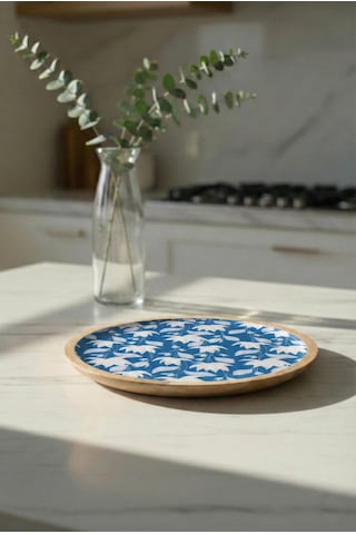 Mango Agacı Servis Tabağı & Sunum Tabağı 25 Cm Desenli Kahverengi