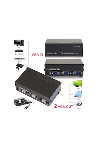 Vga Çoklayıcı Vga Splitter 2 Port Vga Video Splitter 1 İn 2 Out