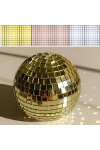 Aynalı Dekor Panel 30x30 Cm Kare Cam Mozaik Fayans Çıkartmaları El İşi Kare Cam Fayans Kendinden Yapışkanlı Gold