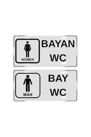 Bay Bayan Wc Tabela Seti - Metal Tuvalet Yönlendirme Levhası 2'li Set