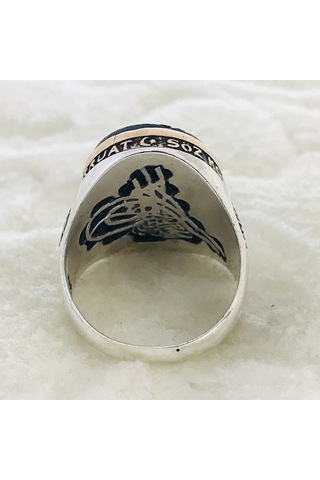 Koyu Yeşil Taşlı 925 Ayar Gümüş Erkek Yüzük