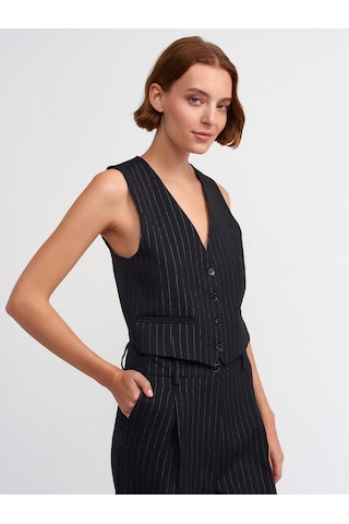Dilvin Çizgili Yelek  Siyah