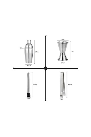 Wondernest Seti, Paslanmaz Çelik Barmenlik Aleti, 6 Parça Lichen Barmen Takımı