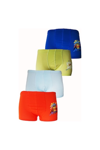 Hepsine Rakip 4'lü Erkek Çocuk Boxer Pamuklu Renkli Rahat Karışık Paçalı Don LXX