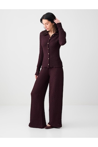 Jimmy Key Bordo Bol Kesim Dokulu Örme Pantolon 6sw185731562