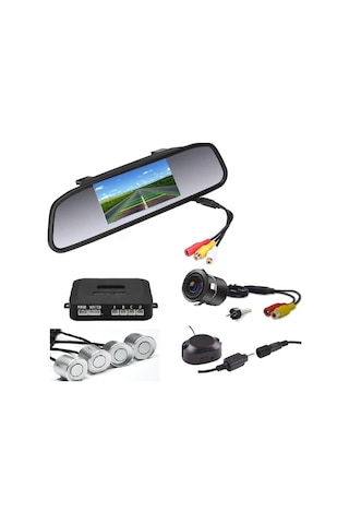 Gpr Kameralı Park Sensörü 4.3 'Ayna Ekranlı Gri Sensör Full Set