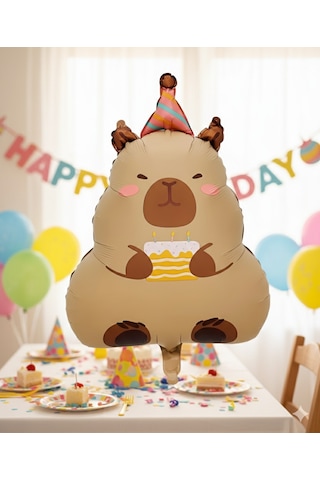 69x48,5 Cm Capybera Kapibara Doğum Günü Folyo Balon - Parti Dekorasyon Balonu Çok Renkli