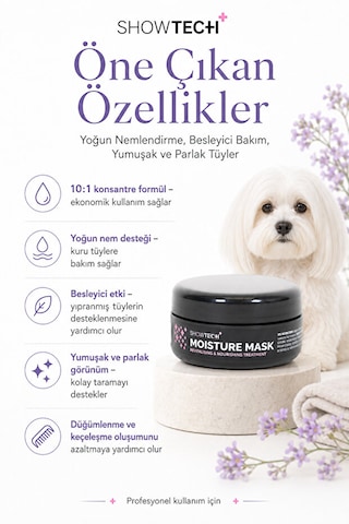 Showtech Moisture Mask Kedi Ve Köpekler İçin Konsantre 10:1 Yoğun Nemlendirici Ve Besleyici Tüy Bakım Maskesi 125 Ml