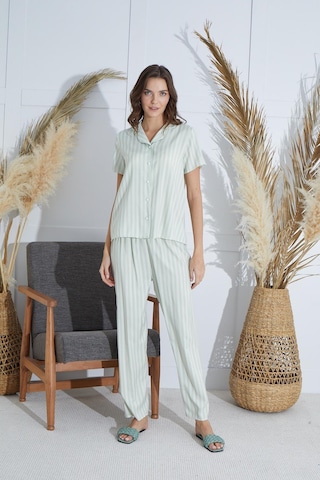 Sevim Kadın Kısa Kol Önden Düğmeli Su Yeşili Pijama Takım C6t2n951 001