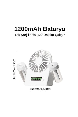 Taşınabilir Masaüstü Su Hazneli Usb Şarjlı 4 Kademe Fan Vantilatör Soğutucu F8 Beyaz