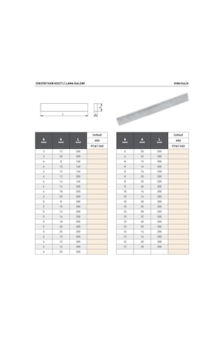 Fett 5x18x200mm Pld Dın4964d Hss Dikdörtgen Kesitli Lama Kalemi