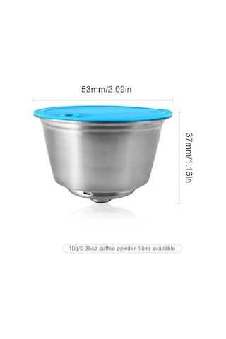 Leezsing 304 Paslanmaz Çelik Tekrarlı Kahve Kapsülü Mavi Kapak - 10g Kapasite, Dolce Gusto Uyumlu + Kaşık Ve Fırça Seti Diğer