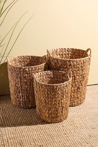 Cilento Hasır 3'lü Sepet Seti Kahverengı Kahverengi