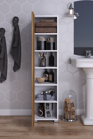 Saltık Çok Amaçlı Banyo Mutfak Balkon Antre Dolabı Kiler Ceviz - Beyaz