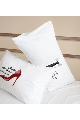 Bk Gift Sevgili Tasarımlı Pamuklu 2 Li Yastık Kılıfı Seti-9 50x70cm , Sevgiliye , Ev si, Tasarım Ev Tekstili