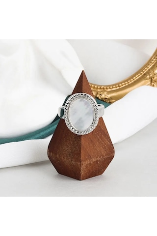 925ayar Gümüş Deniz Kabuğu Taşlı Ayarlanabilir Yüzük