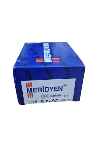 Meridyen Sunta Vidası 2,5 X 25 Mm Kutu İçinde 1000 Adet Bulunmaktadır. 0.3 MM