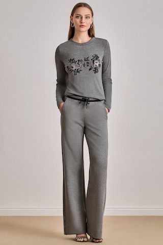 Düz Kesim Gri Örme Bluz Gri