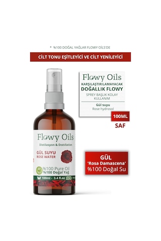 Flowy Oils Gül Suyu Cam Şişe 100 ML
