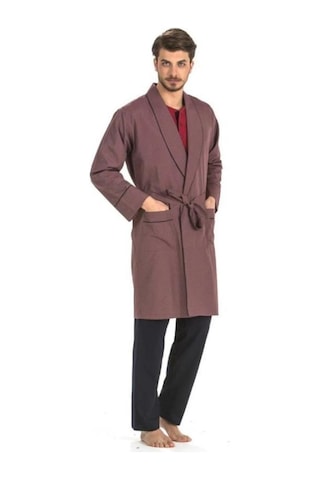 Pierre Cardin 5560 Bordo Damatlık Ropteşambr 5'li Pijama Set 001